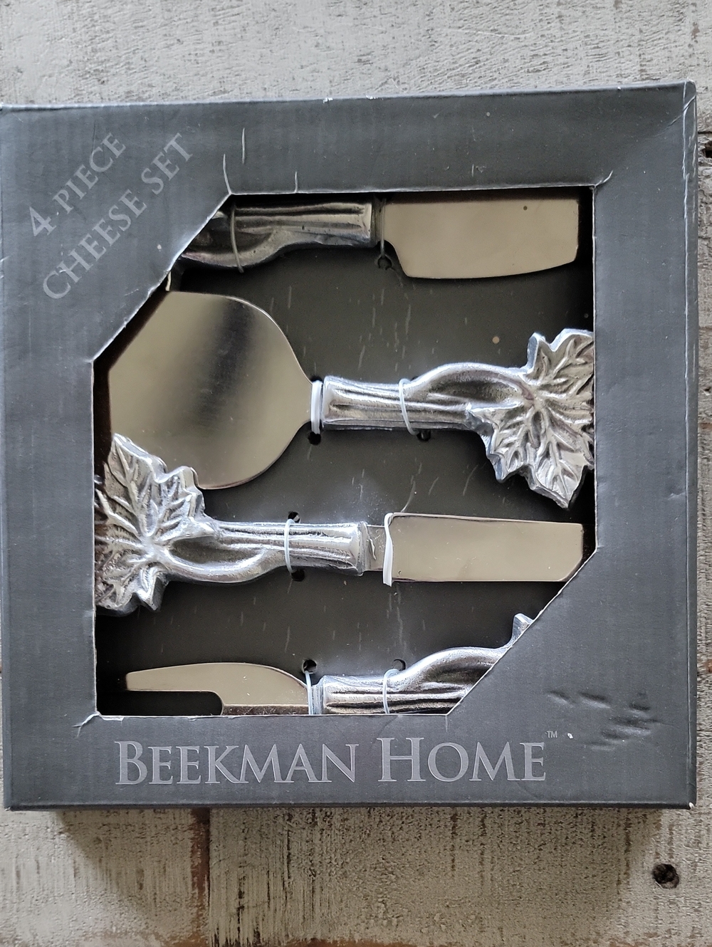 NWT Beekman Home Stainless Steel Silver 4 Piece Cheese Set